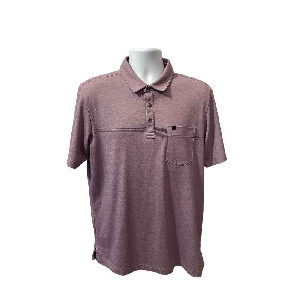 Travis Matthew Mens Shirt Large Purple Stripe Polo Short Sleeve